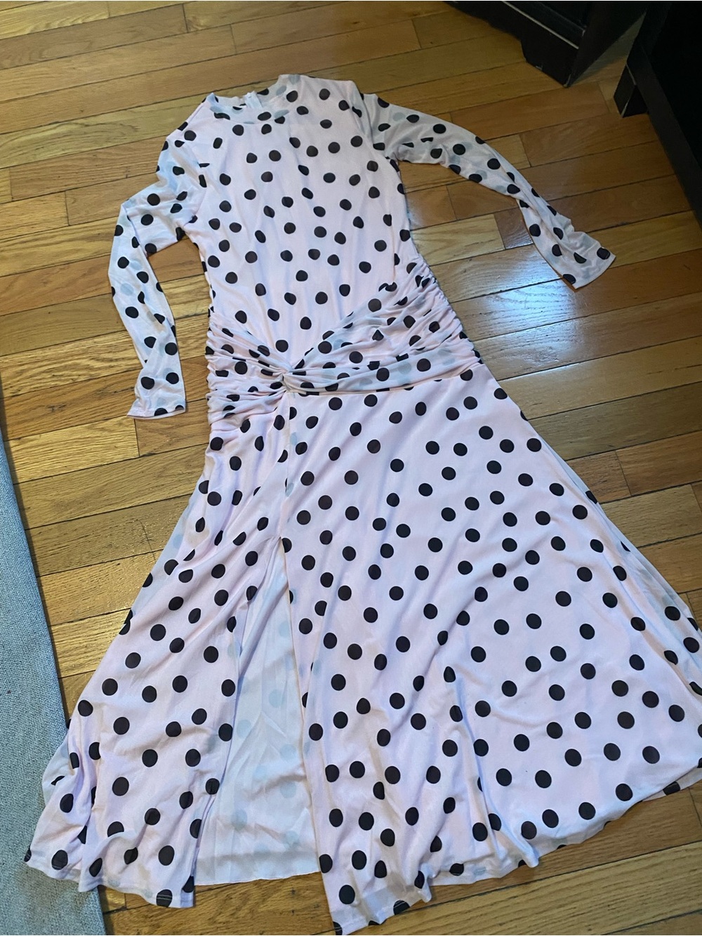 Premier Amour Pink and Black Polka Dot Top